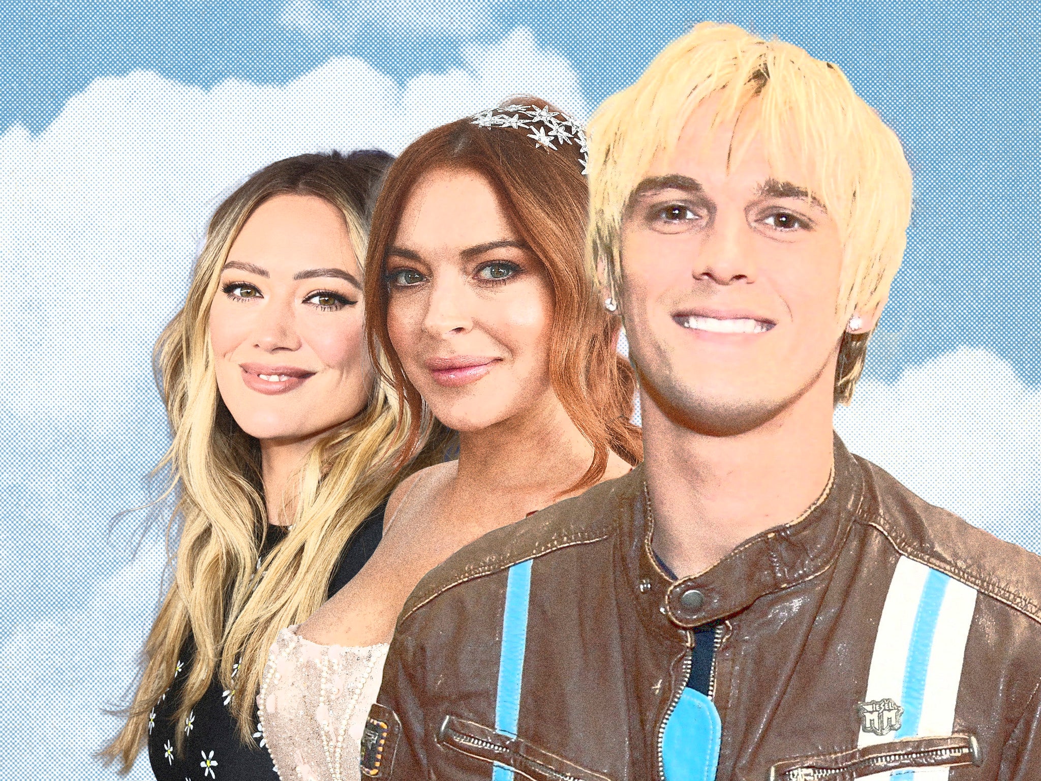 Hilary Duff, Lindsay Lohan y su ex en común Aaron Carter, fallecido el 5 de noviembre a los 34 años