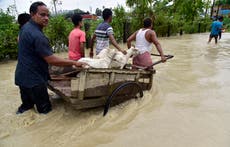Inundaciones causadas por el monzón dejan decenas de miles desplazados en India