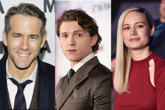 <p>Ryan Reynolds, Tom Holland y Brie Larson</p>